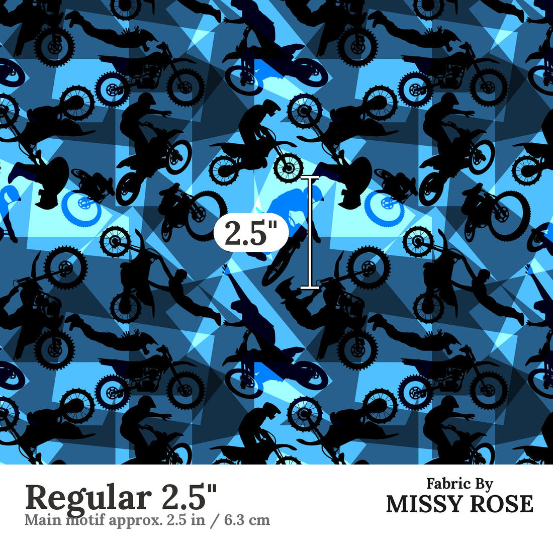 Design 461 Geometric Motorbike Fabric Regular 2.5" - print scale | Fabric by Missy Rose