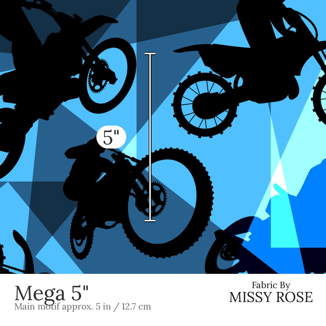 Design 461 Geometric Motorbike Fabric Mega 5 inch print scale guide | Fabric by Missy Rose