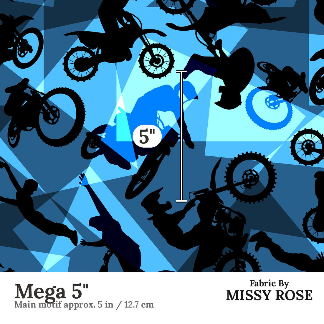 Design 461 Geometric Motorbike Fabric Mega 5" - print scale | Fabric by Missy Rose
