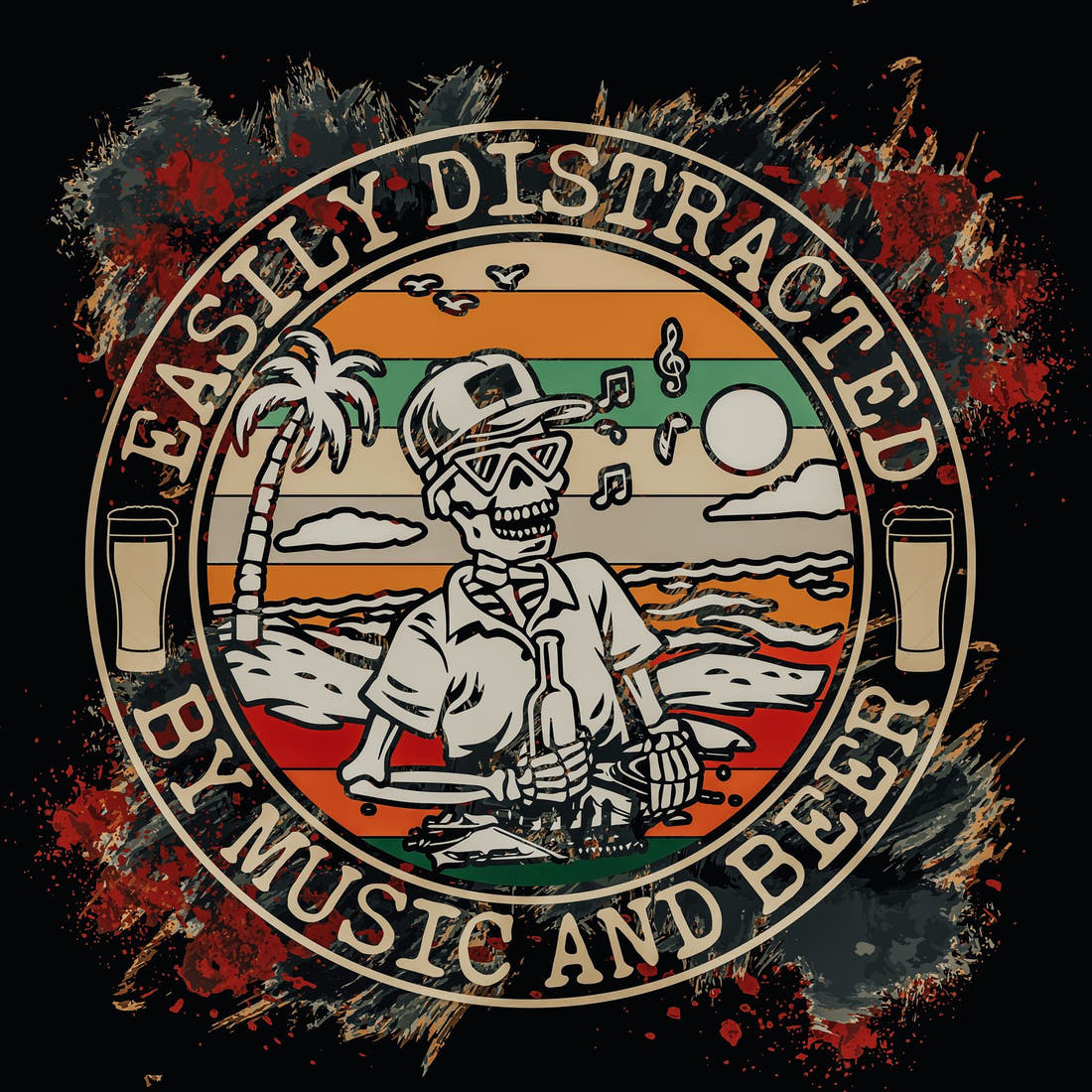 Design 462 Beer and Music Panel – full artwork close-up of the printed picture | Fabric by Missy Rose