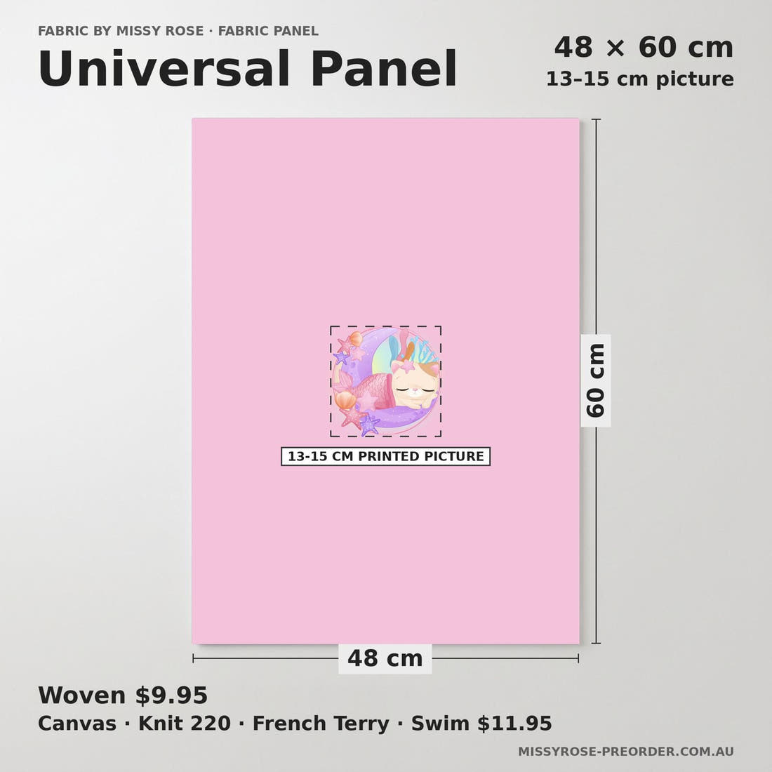 Design 463 Mercat Panel universal panel sizing – 13–15 cm printed picture on 48 × 60 cm fabric | Fabric by Missy Rose