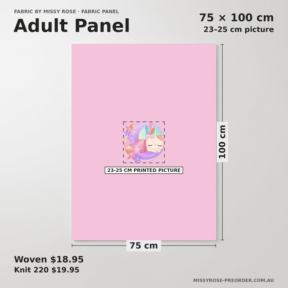 Design 463 Mercat Panel adult panel sizing – 23–25 cm printed picture on 75 × 100 cm fabric | Fabric by Missy Rose