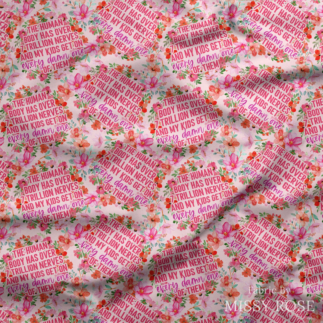 Design 465 Funny Kids Fabric draped fabric mockup – custom printed fabric by the metre | Fabric by Missy Rose