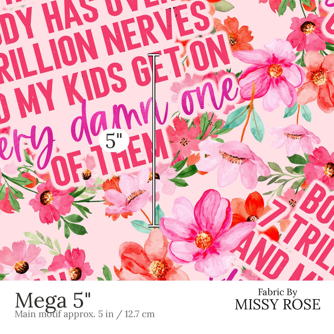 Design 465 Funny Kids Fabric Mega 5 inch print scale guide | Fabric by Missy Rose
