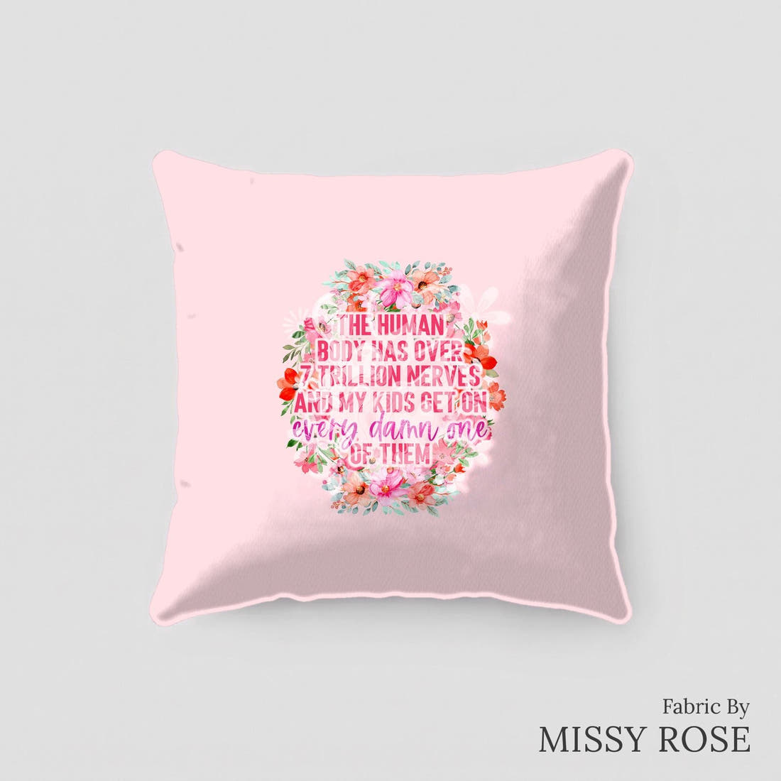Design 465 Funny Kids Panel sewn into a cushion – see how the panel looks made up | Fabric by Missy Rose