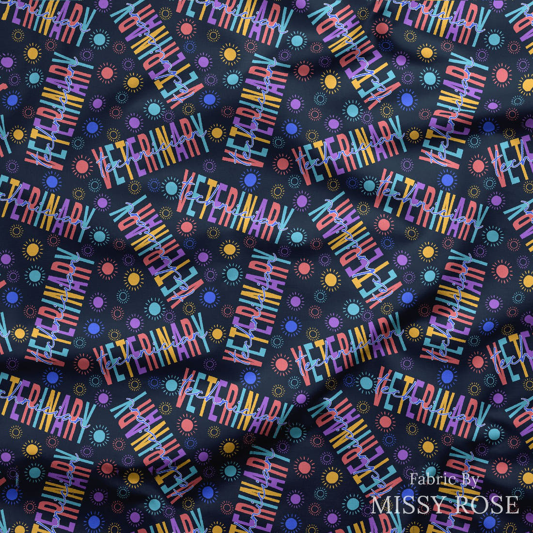 Design 468 Vet Fabric draped fabric mockup – custom printed fabric by the metre | Fabric by Missy Rose