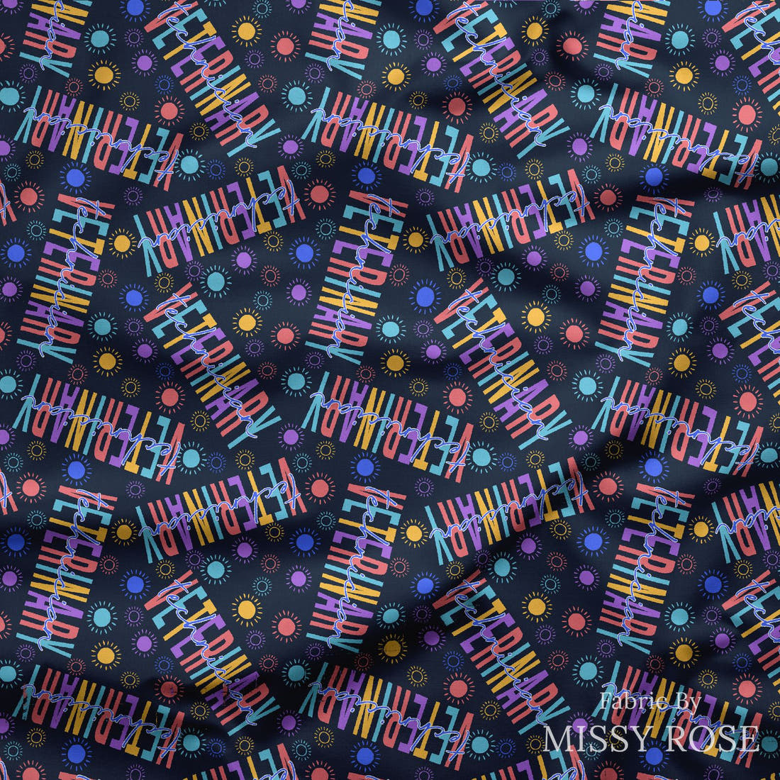 Design 468 Vet Fabric draped fabric mockup – custom printed fabric by the metre | Fabric by Missy Rose