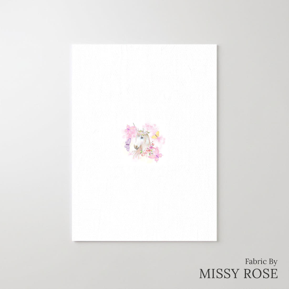 Design 469 Floral Unicorn Panel – printed fabric panel with centred picture, custom printed to order | Fabric by Missy Rose