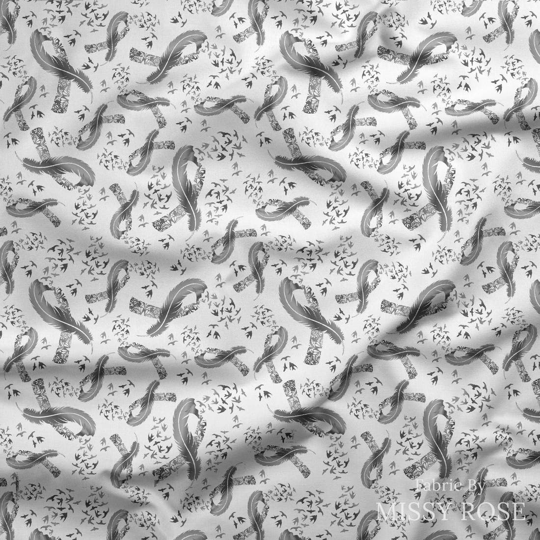 Design 47 Brain Cancer Fabric draped fabric mockup – custom printed fabric by the metre | Fabric by Missy Rose