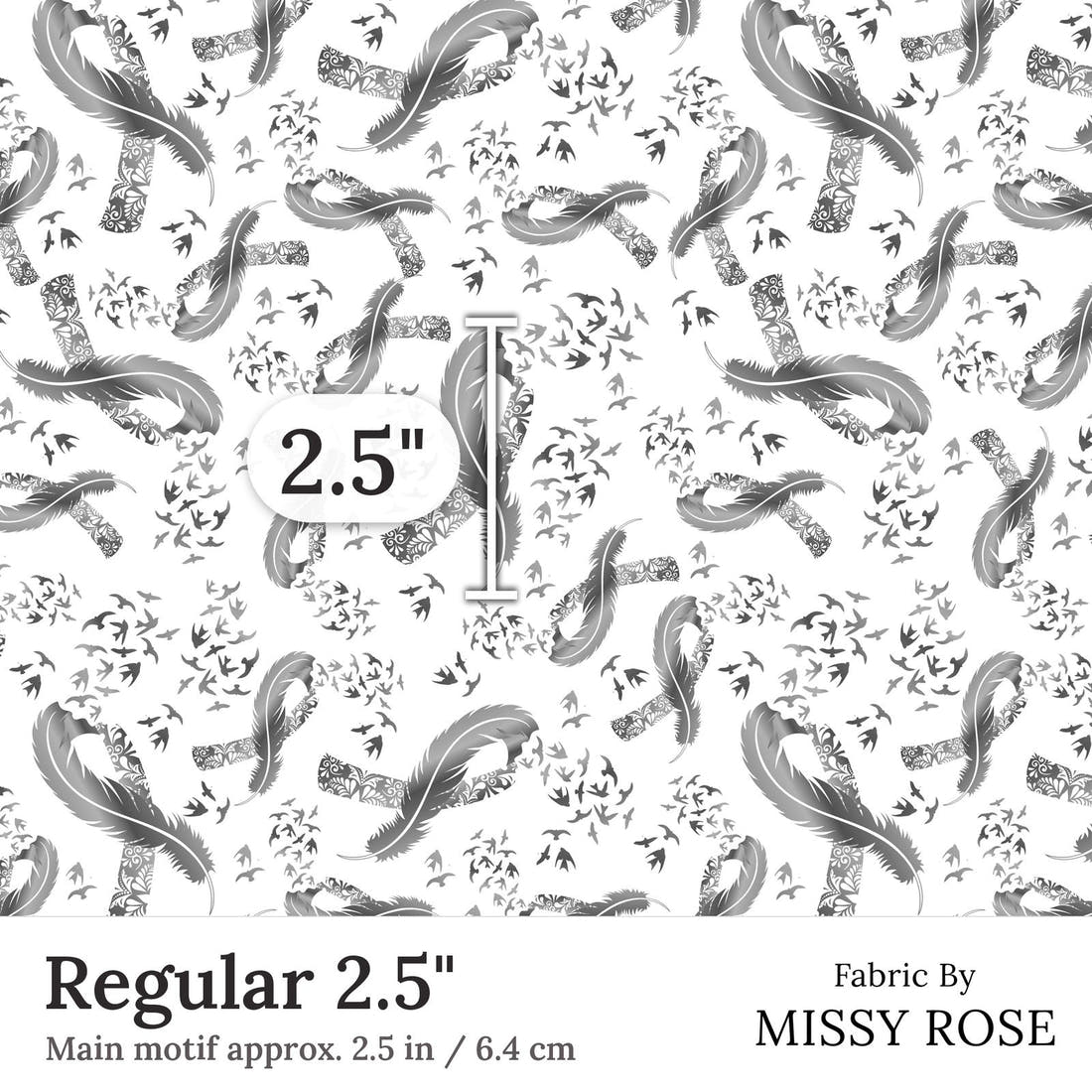 Design 47 Brain Cancer Fabric Regular 2.5 inch print scale guide | Fabric by Missy Rose