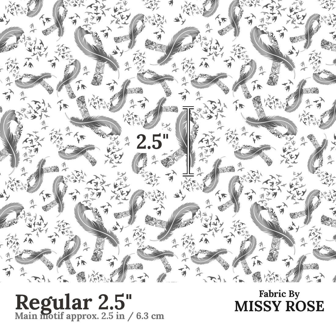 Design 47 Brain Cancer Fabric Regular 2.5" - print scale | Fabric by Missy Rose