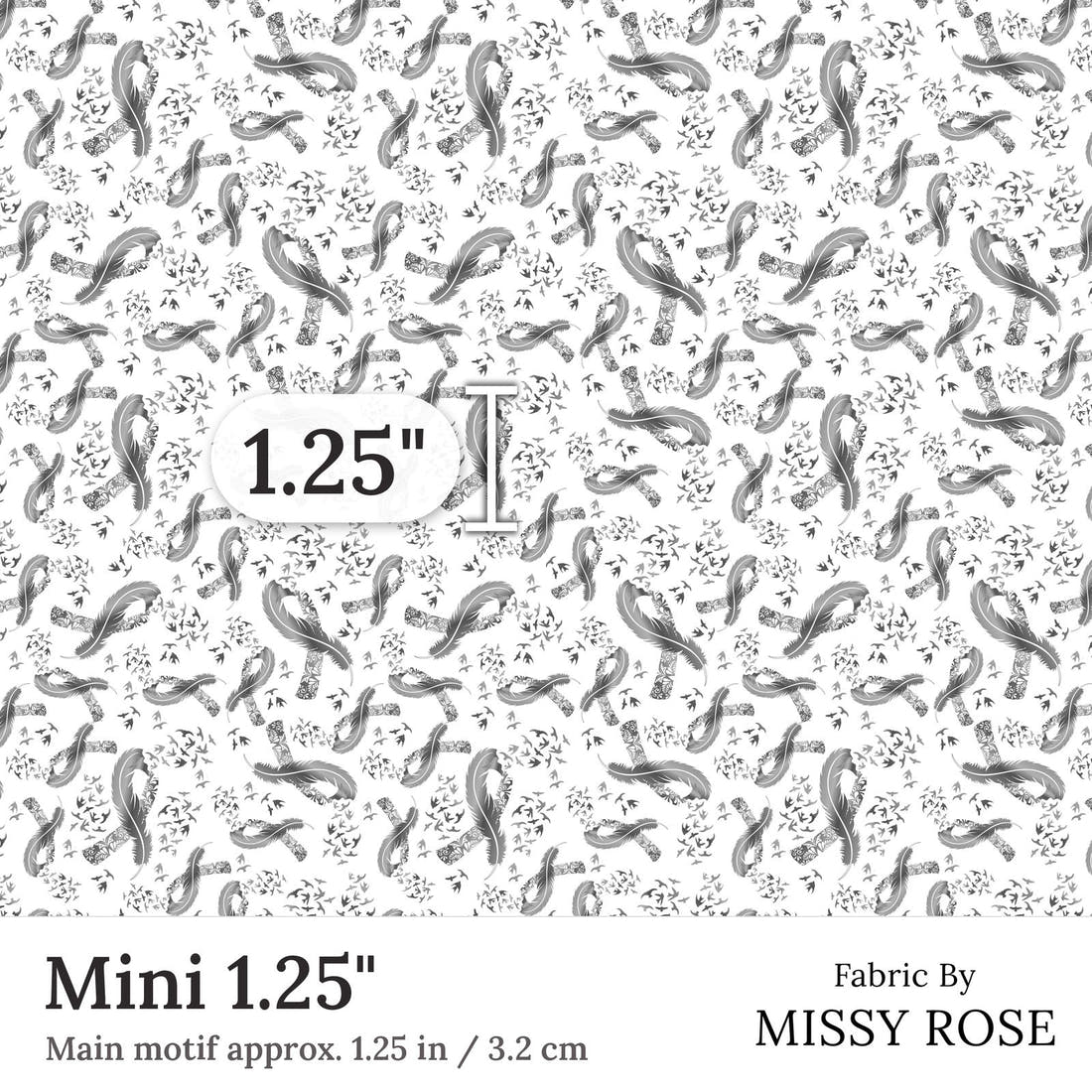 Design 47 Brain Cancer Fabric Mini 1.25 inch print scale guide | Fabric by Missy Rose