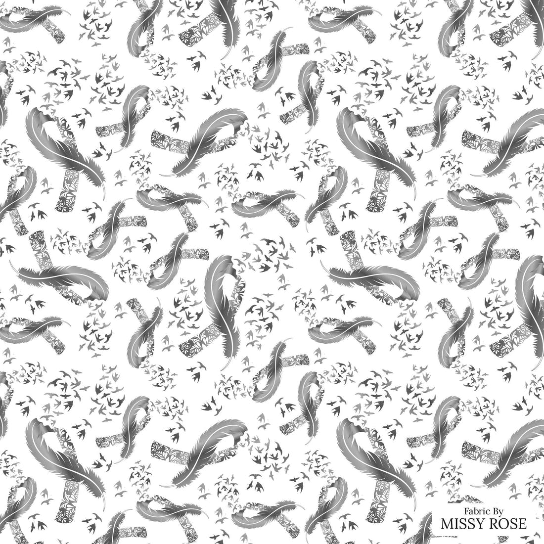 Design 47 Brain Cancer Fabric - flat view of the print, zoom in for detail | Fabric by Missy Rose