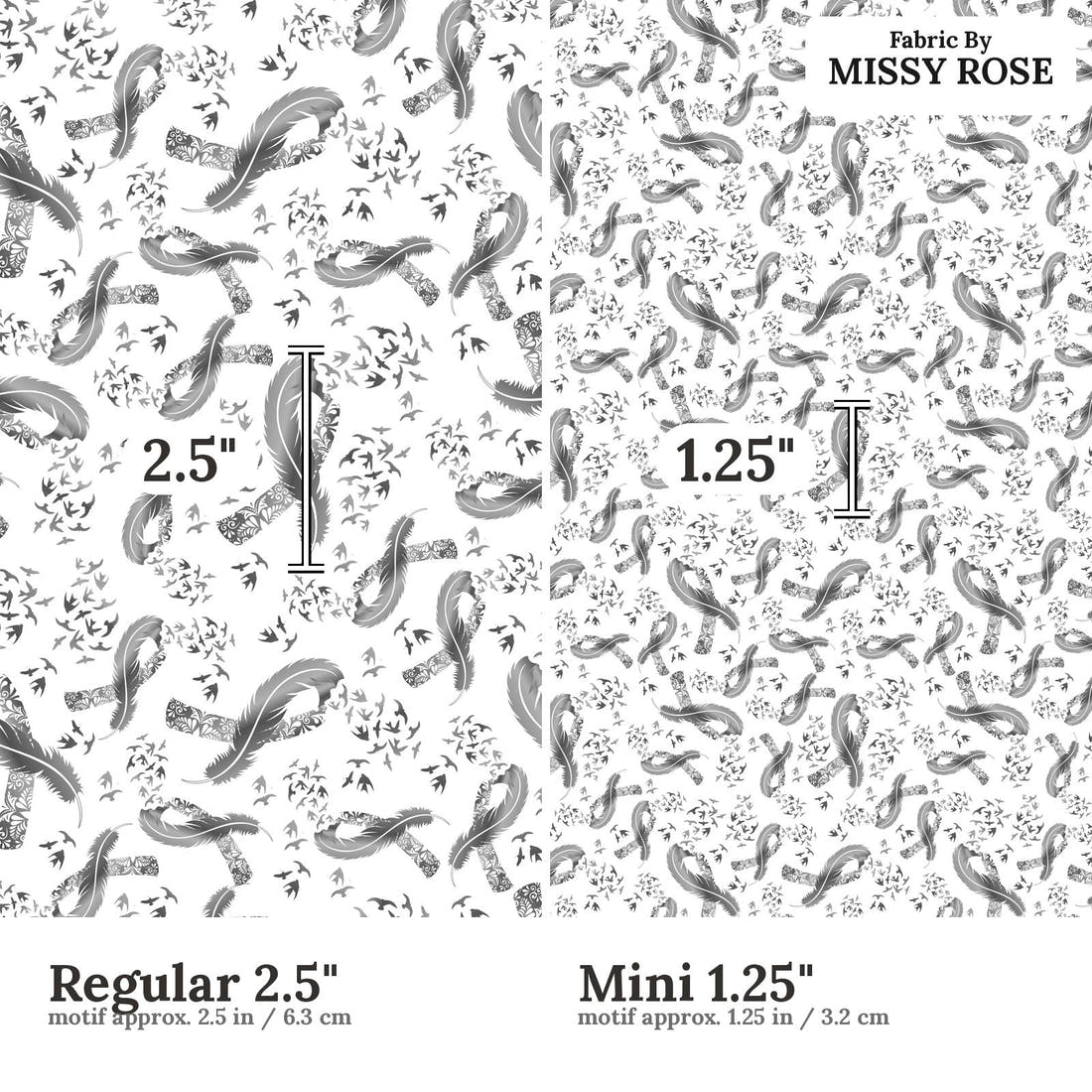 Design 47 Brain Cancer Fabric size comparison - print scale | Fabric by Missy Rose