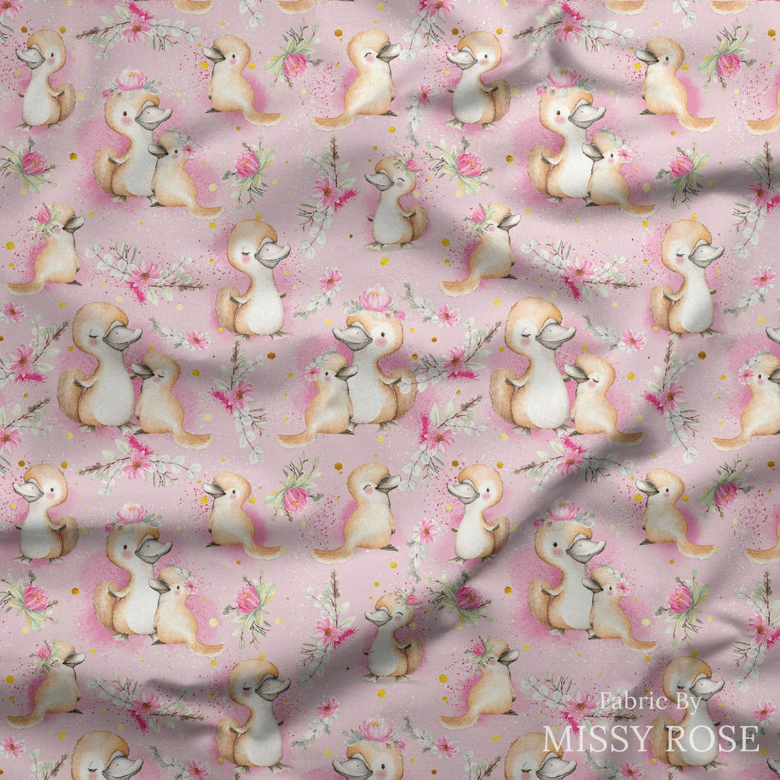 Design 470 Platypus Fabric draped fabric mockup – custom printed fabric by the metre | Fabric by Missy Rose