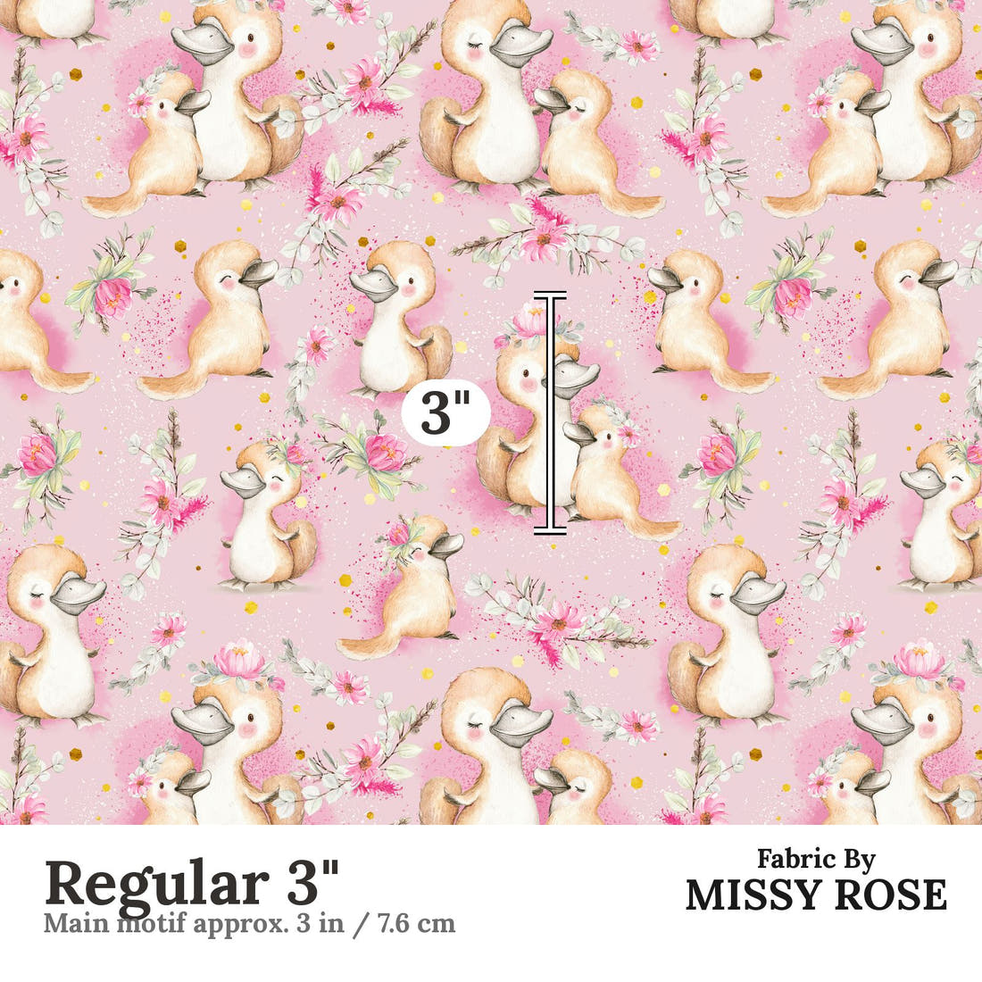 Design 470 Platypus Fabric Regular 3" - print scale | Fabric by Missy Rose