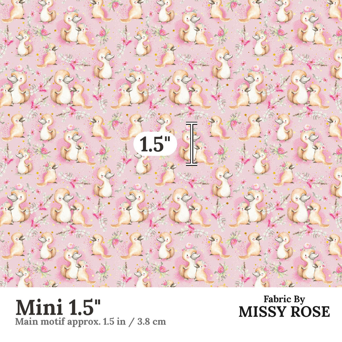 Design 470 Platypus Fabric Mini 1.5" - print scale | Fabric by Missy Rose