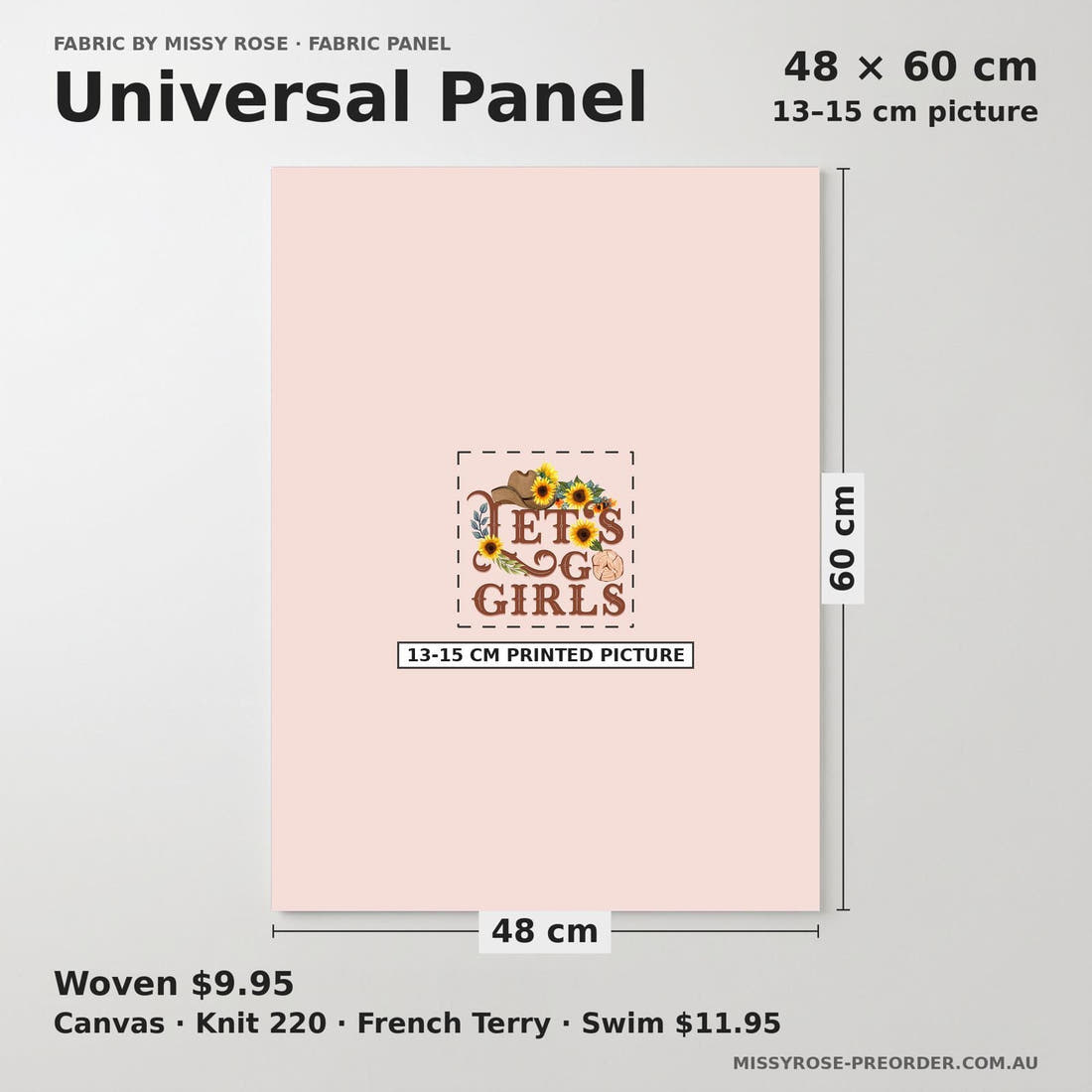 Design 472 Western Sunflower Panel universal panel sizing – 13–15 cm printed picture on 48 × 60 cm fabric | Fabric by Missy Rose