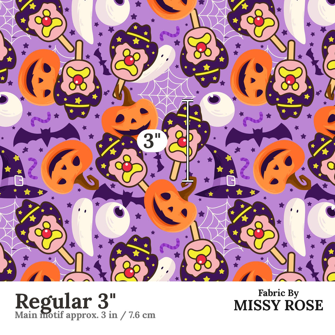 Design 473 Halloween Ice Cream Fabric Regular 3" - print scale | Fabric by Missy Rose
