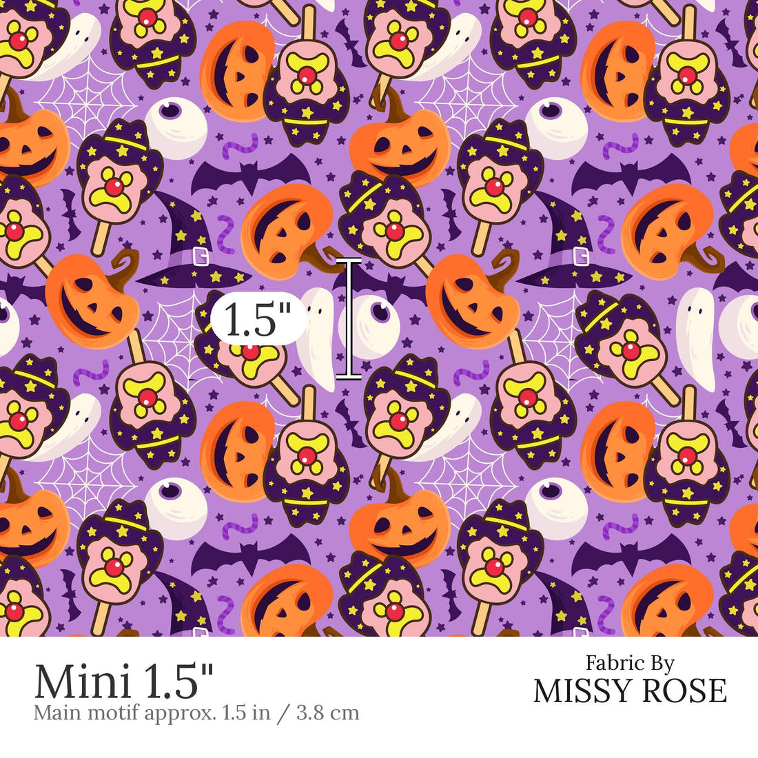 Design 473 Halloween Ice Cream Fabric Mini 1.5 inch print scale guide | Fabric by Missy Rose