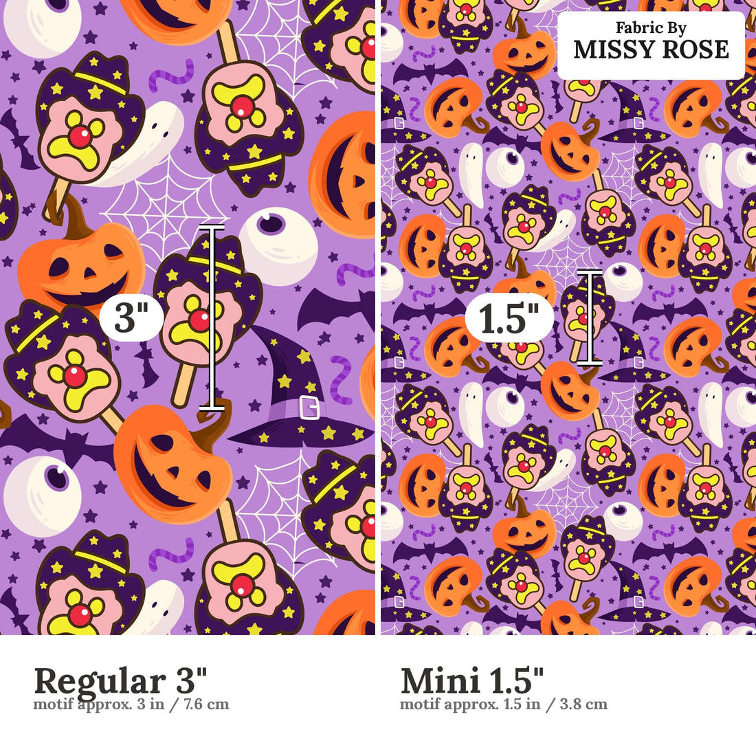 Design 473 Halloween Ice Cream Fabric size comparison - print scale | Fabric by Missy Rose