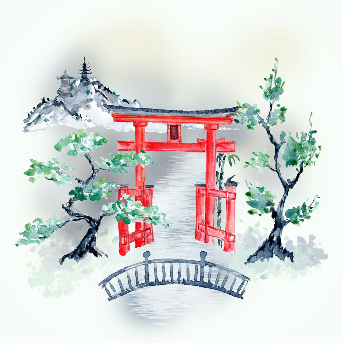 Design 474 Japanese Scenic Panel – full artwork close-up of the printed picture | Fabric by Missy Rose