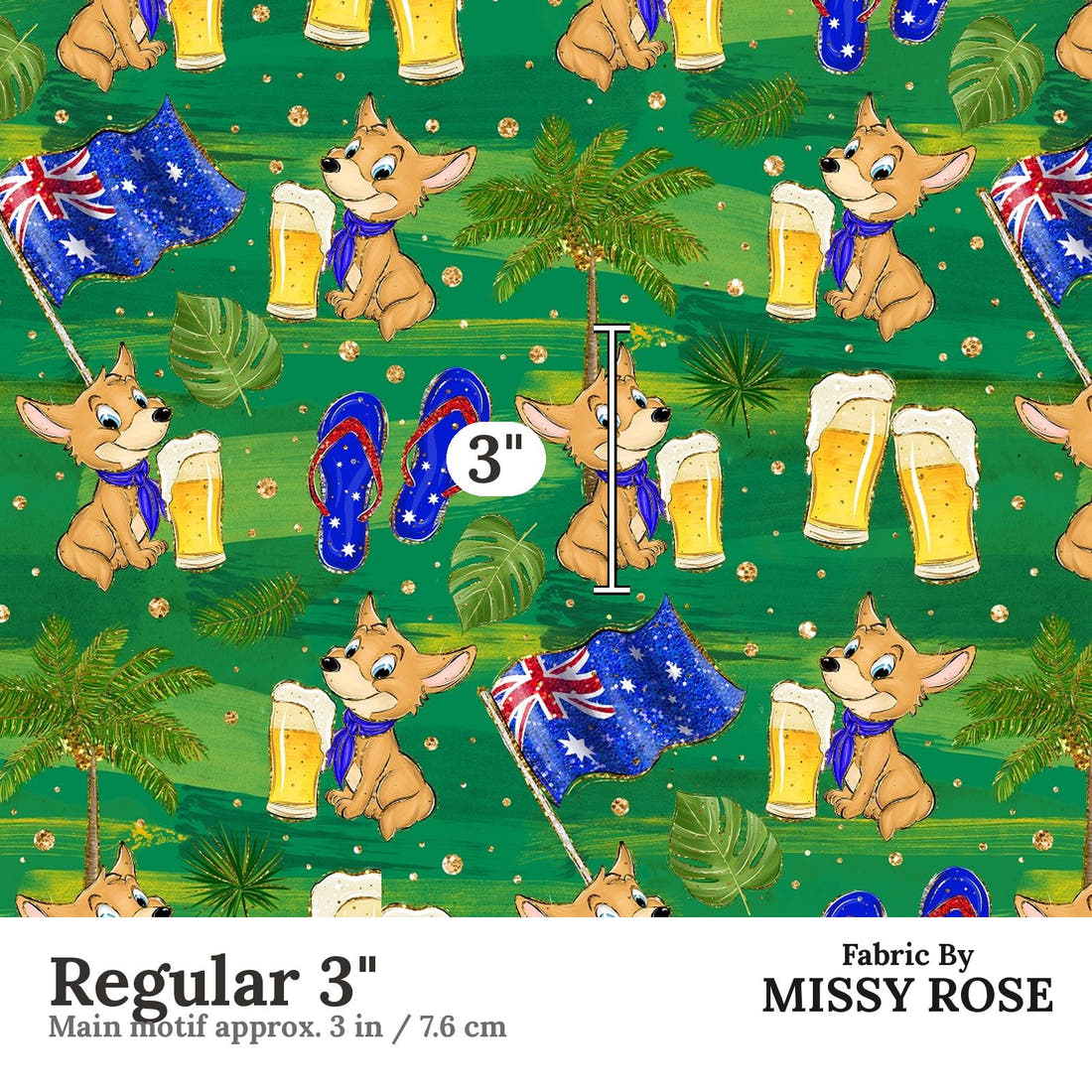 Design 475 Dingo Fabric Regular 3" - print scale | Fabric by Missy Rose