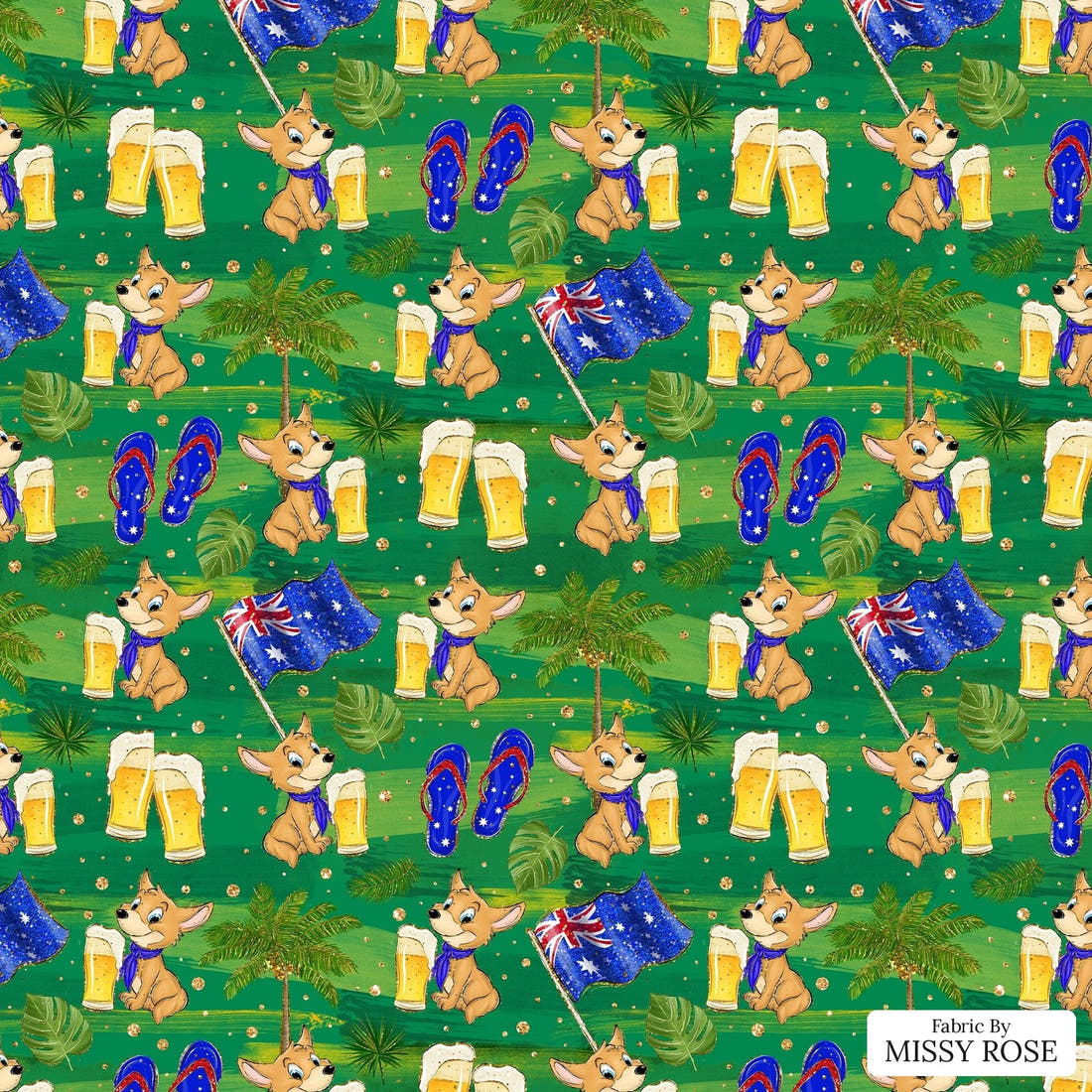 Design 475 Dingo Fabric - flat view of the print, zoom in for detail | Fabric by Missy Rose