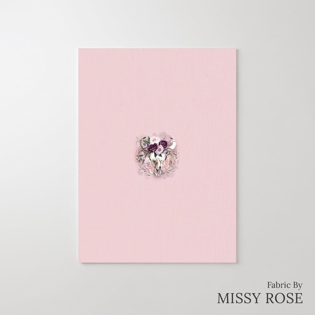 Design 476 Floral Bullskull Panel – printed fabric panel with centred picture, custom printed to order | Fabric by Missy Rose