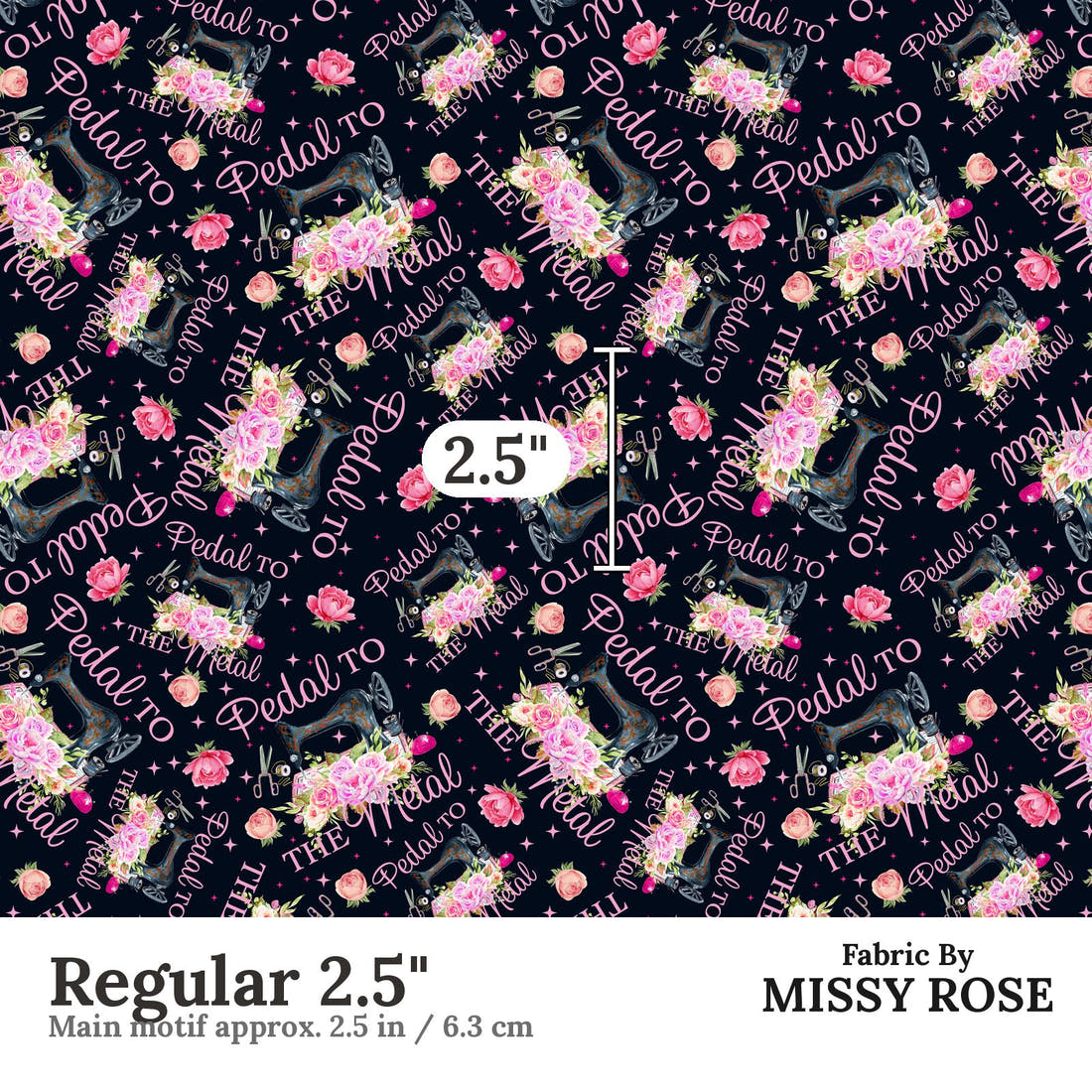 Design 477 Pedal To The Metal Fabric Regular 2.5" - print scale | Fabric by Missy Rose