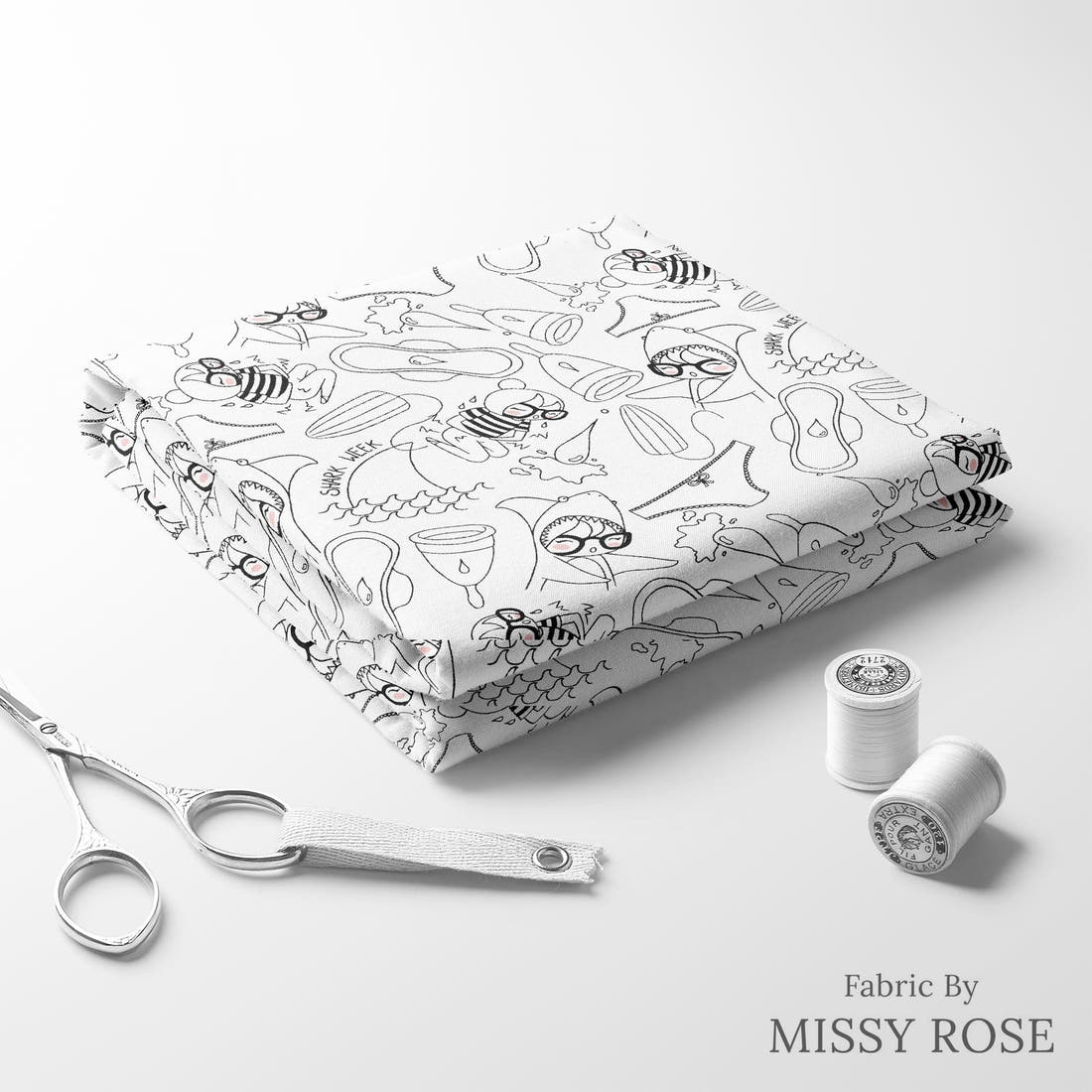 Design 478 Period Fabric folded fabric stack with matching thread – pre-order fabric Australia | Fabric by Missy Rose