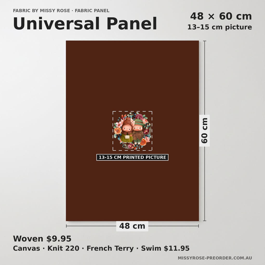 Design 479 Rustic Pigs Panel universal panel sizing – 13–15 cm printed picture on 48 × 60 cm fabric | Fabric by Missy Rose