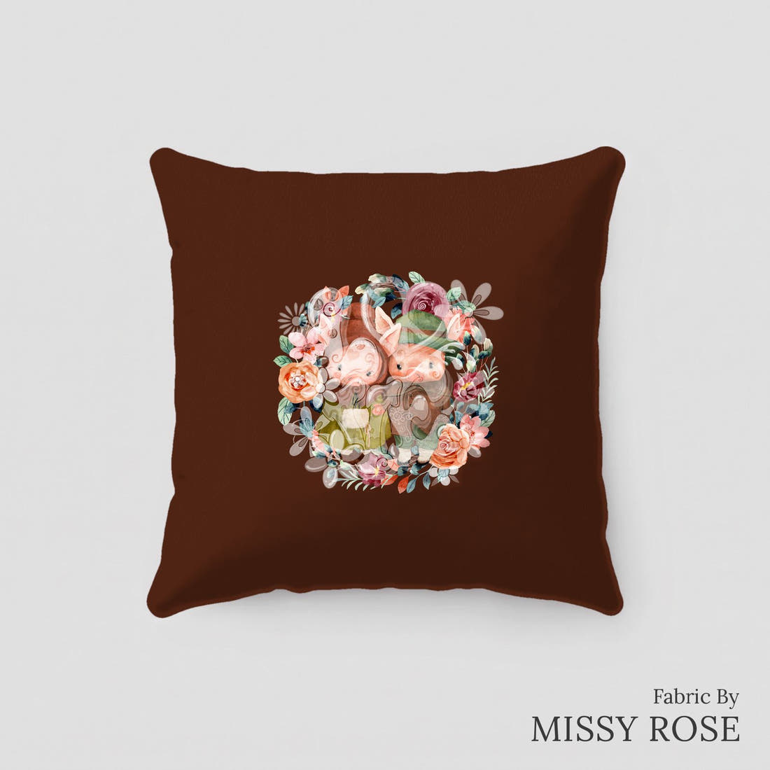 Design 479 Rustic Pigs Panel sewn into a cushion – see how the panel looks made up | Fabric by Missy Rose