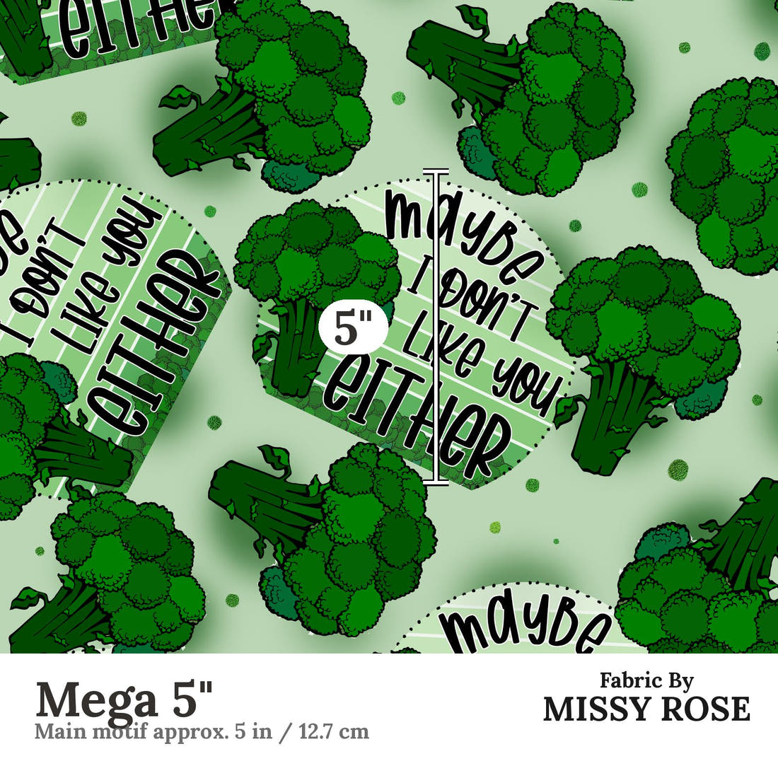 Design 48 Broccoli Fabric Mega 5" - print scale | Fabric by Missy Rose
