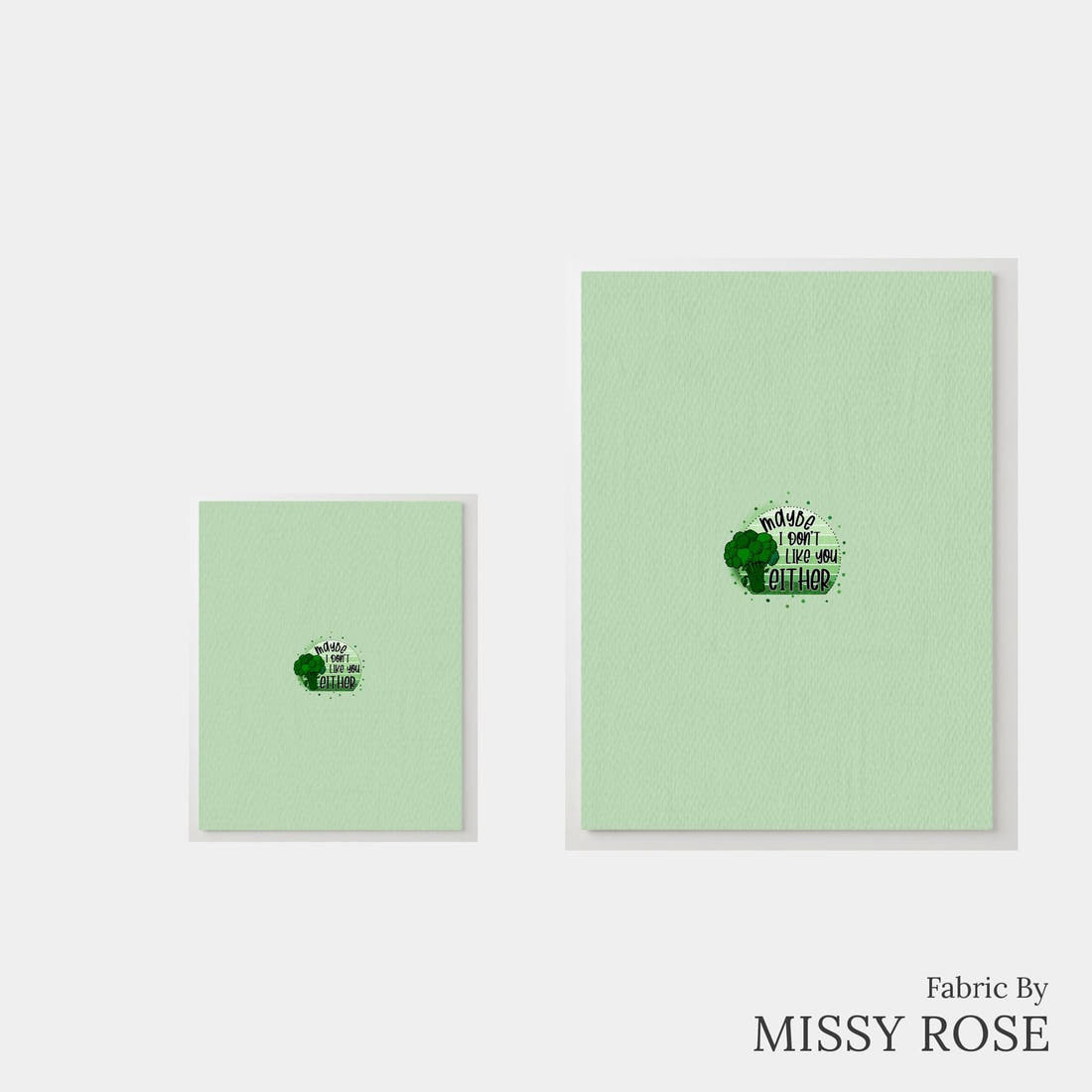 Design 48 Brocolli Panel – universal and adult panel sizes side by side | Fabric by Missy Rose