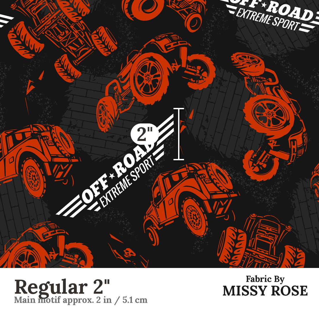Design 480 Off Road Fabric Regular 2" - print scale | Fabric by Missy Rose