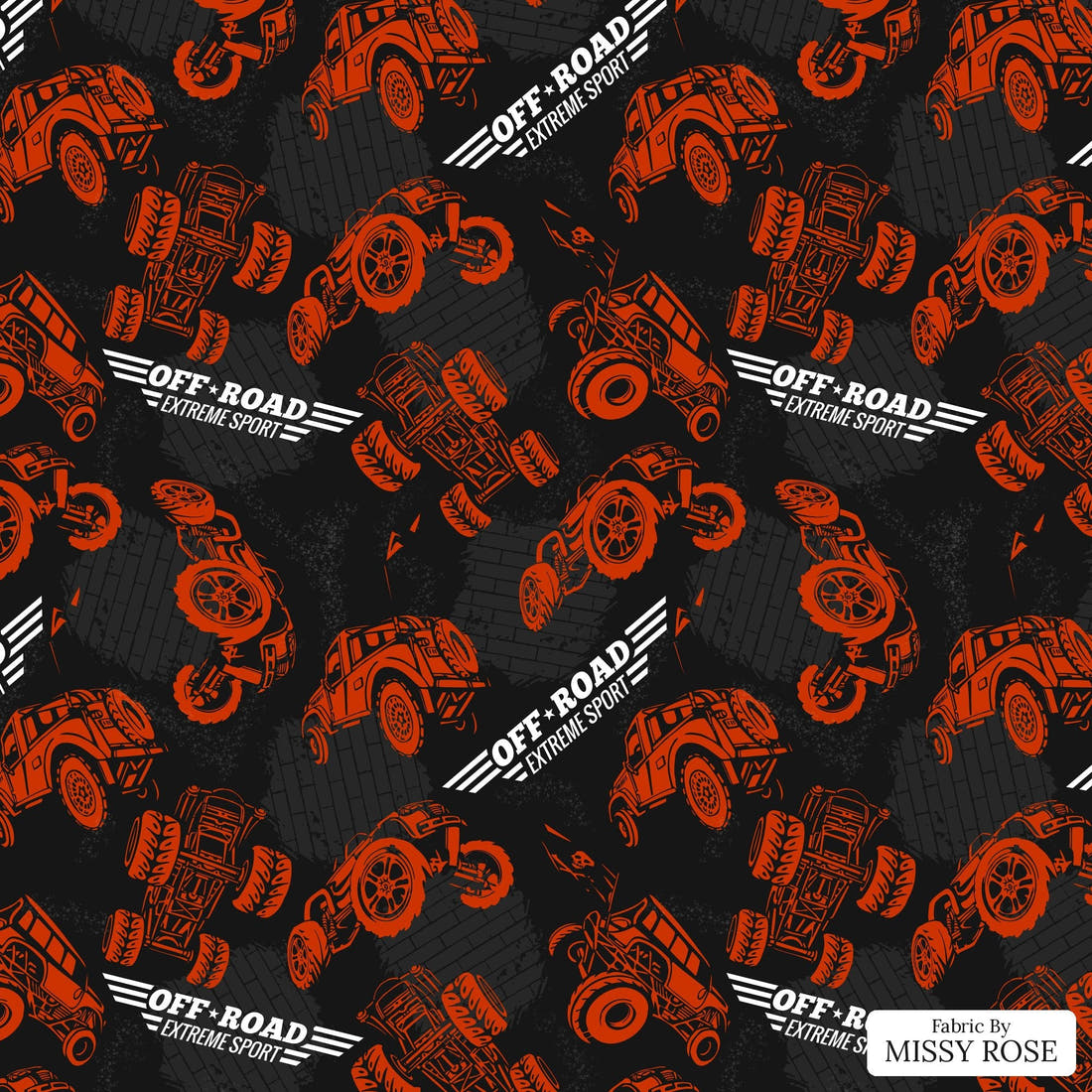 Design 480 Off Road Fabric - flat view of the print, zoom in for detail | Fabric by Missy Rose