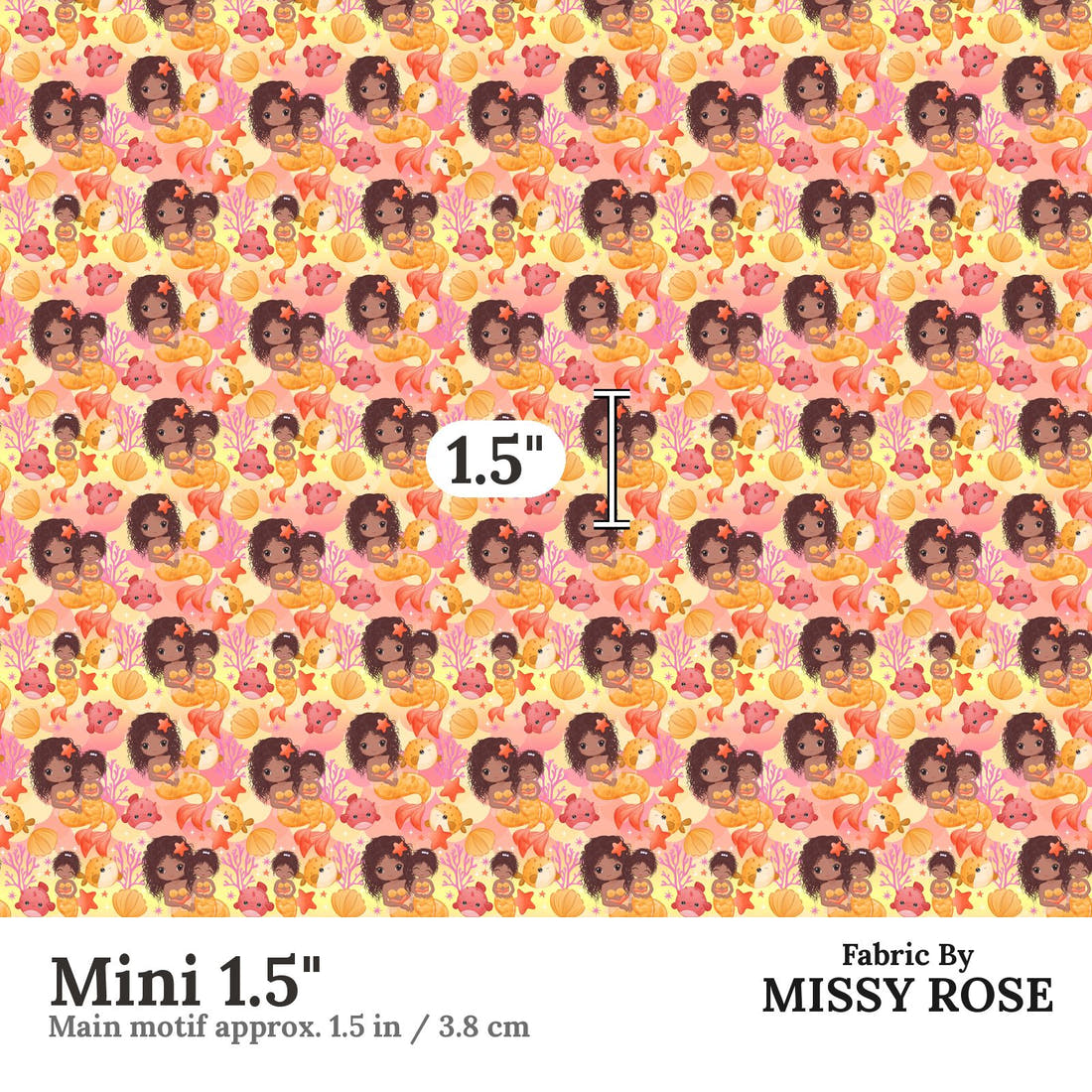 Design 481 Mummy Mermaid Fabric Mini 1.5" - print scale | Fabric by Missy Rose