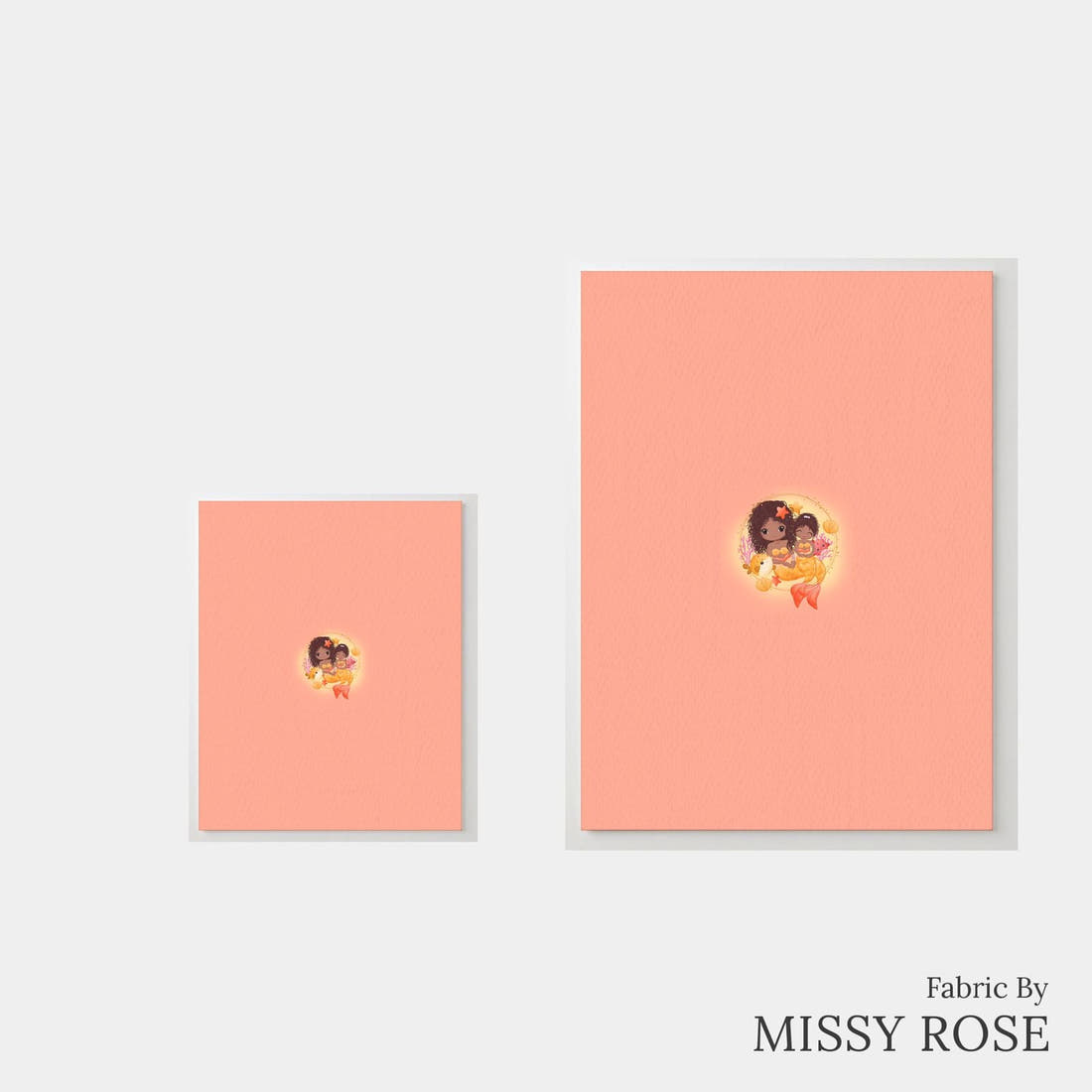 Design 481 Mummy Mermaid Panel – universal and adult panel sizes side by side | Fabric by Missy Rose