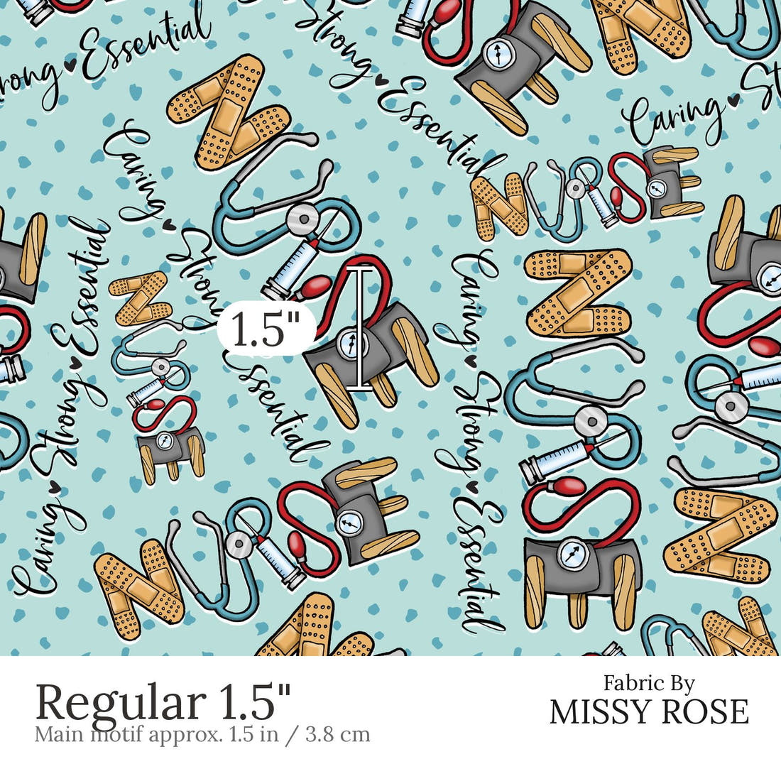 Design 482 Nursing Fabric Regular 1.5 inch print scale guide | Fabric by Missy Rose