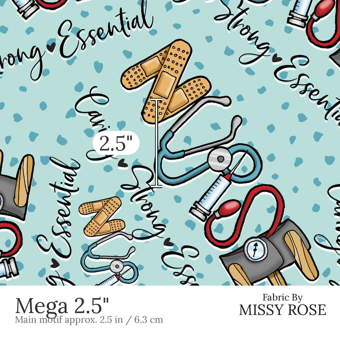 Design 482 Nursing Fabric Mega 2.5 inch print scale guide | Fabric by Missy Rose
