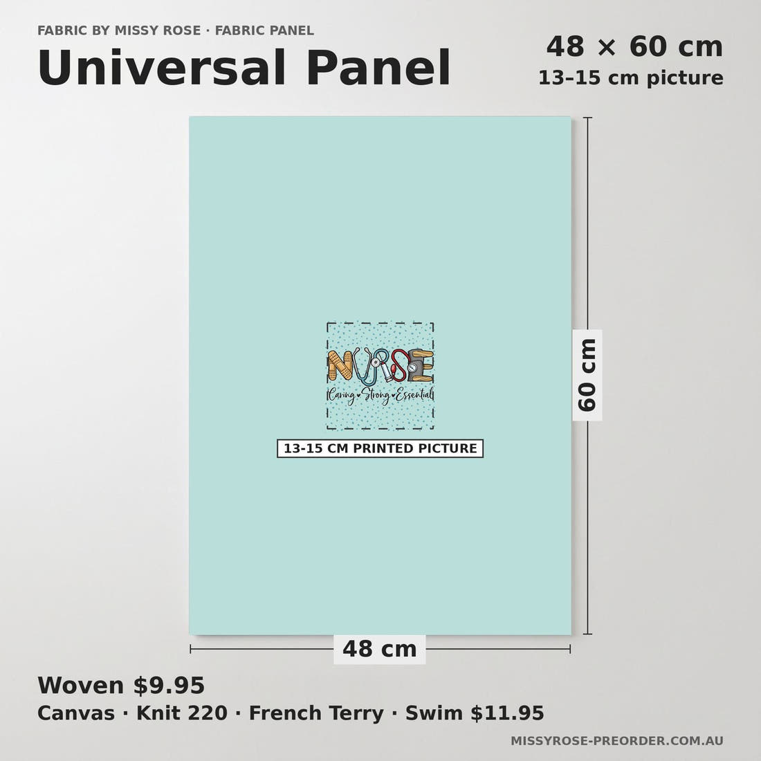 Design 482 Nursing Panel universal panel sizing – 13–15 cm printed picture on 48 × 60 cm fabric | Fabric by Missy Rose