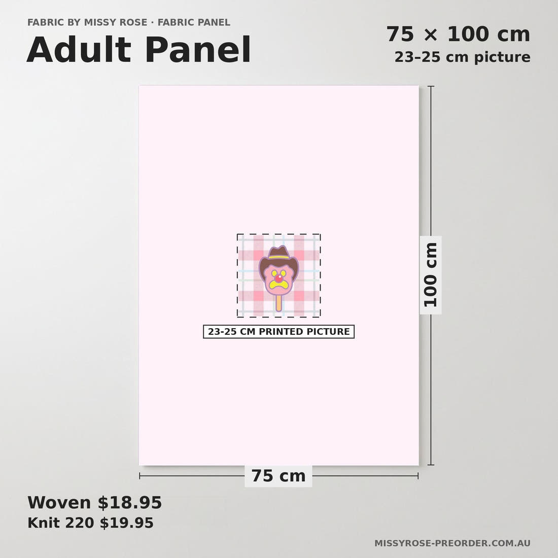 Design 483 Plaid Ice Cream Panel adult panel sizing – 23–25 cm printed picture on 75 × 100 cm fabric | Fabric by Missy Rose