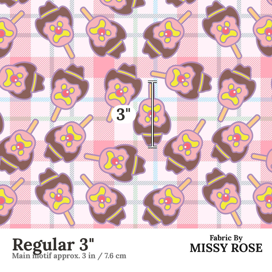 Design 483 Plaid Ice Cream Fabric Regular 3" - print scale | Fabric by Missy Rose