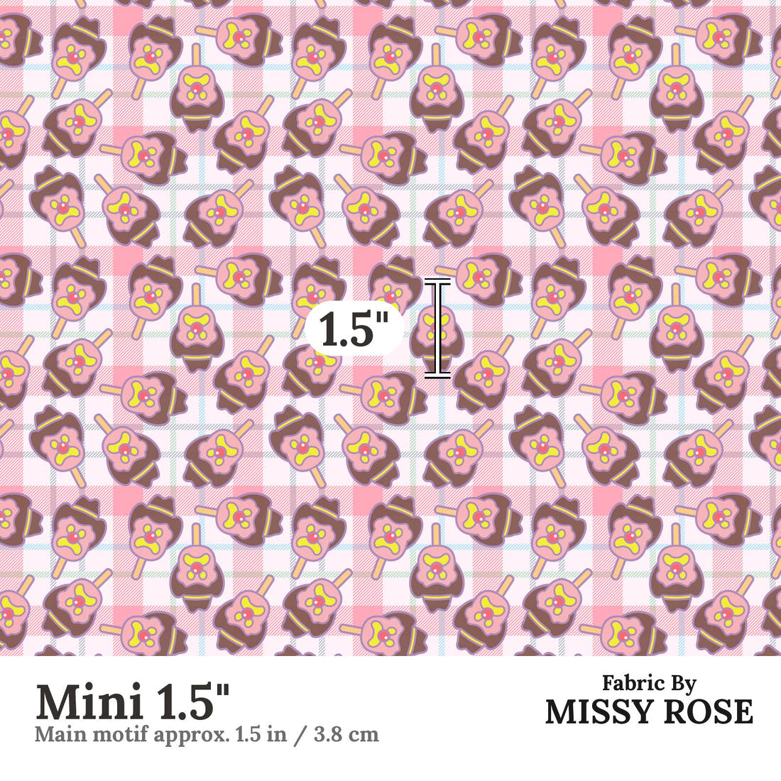 Design 483 Plaid Ice Cream Fabric Mini 1.5" - print scale | Fabric by Missy Rose