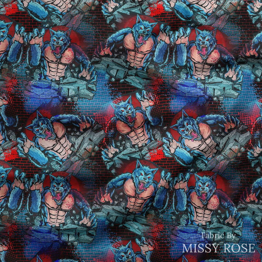 Design 484 Warewolf Fabric draped fabric mockup – custom printed fabric by the metre | Fabric by Missy Rose