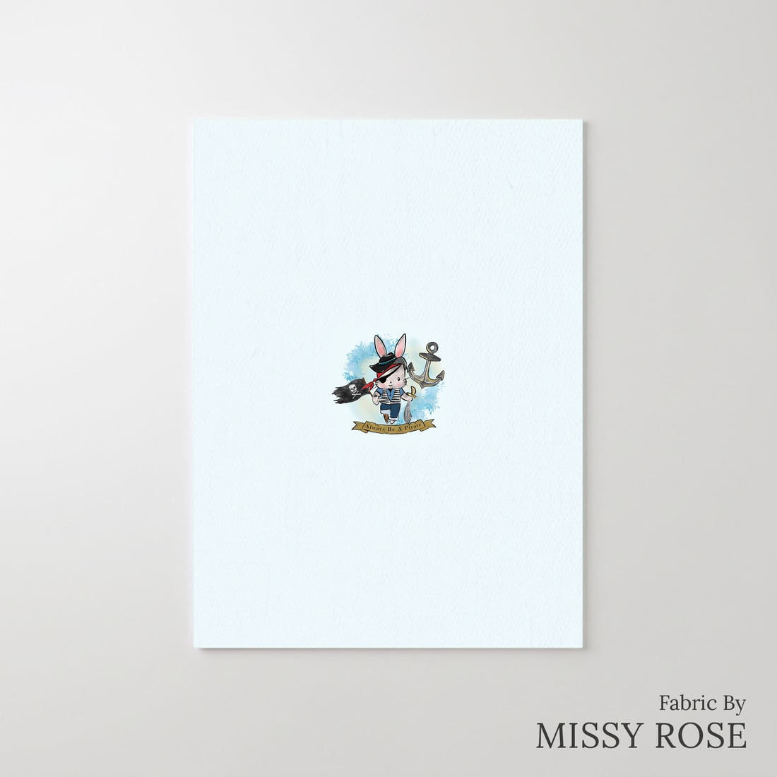 Design 485 Pirate Bunny Panel – printed fabric panel with centred picture, custom printed to order | Fabric by Missy Rose