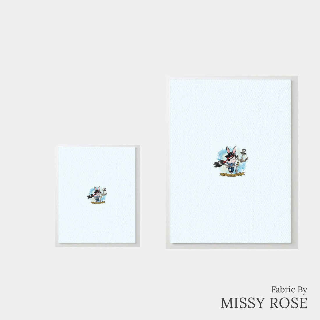 Design 485 Pirate Bunny Panel – universal and adult panel sizes side by side | Fabric by Missy Rose
