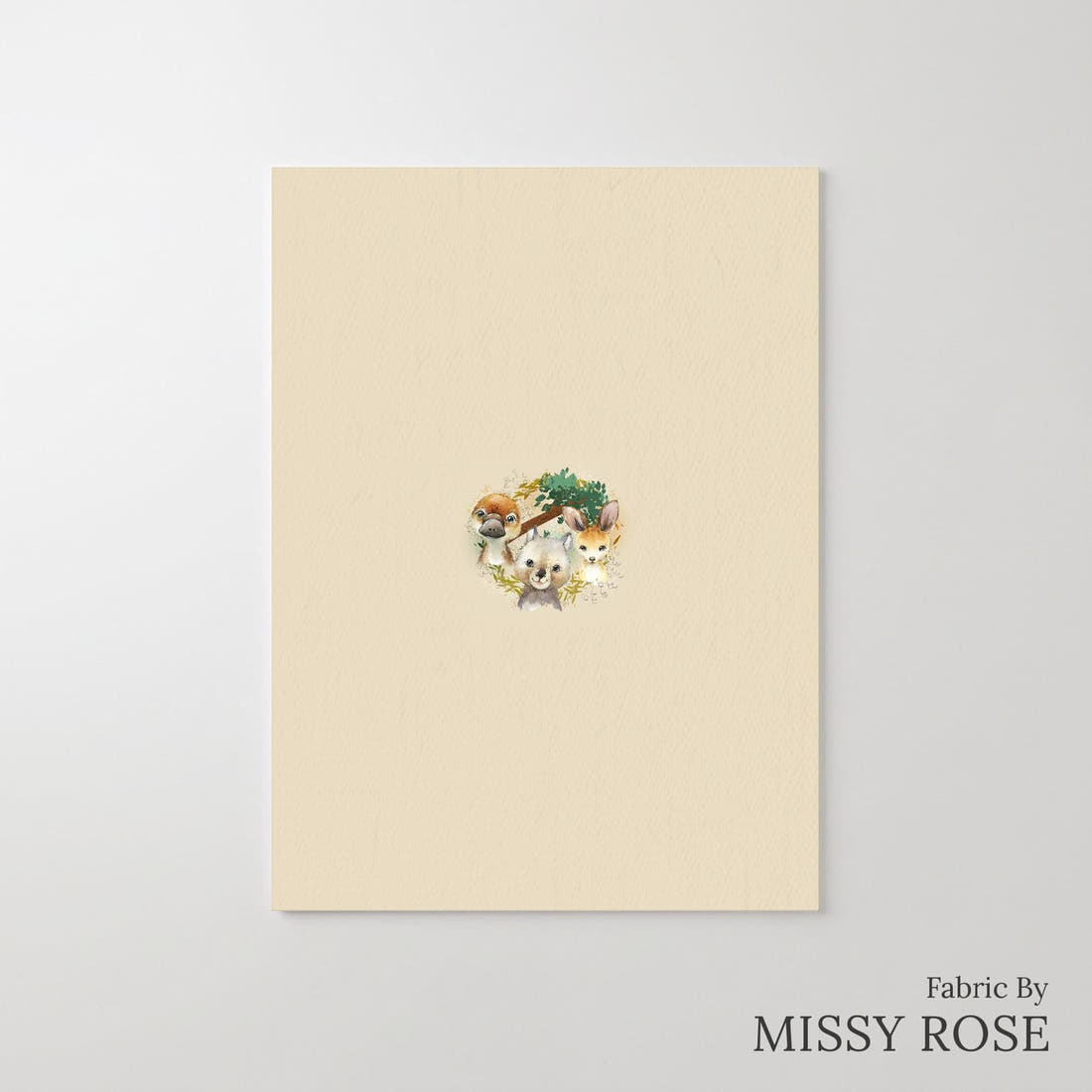 Design 486 Neutral Australian Animals Panel – printed fabric panel with centred picture, custom printed to order | Fabric by Missy Rose