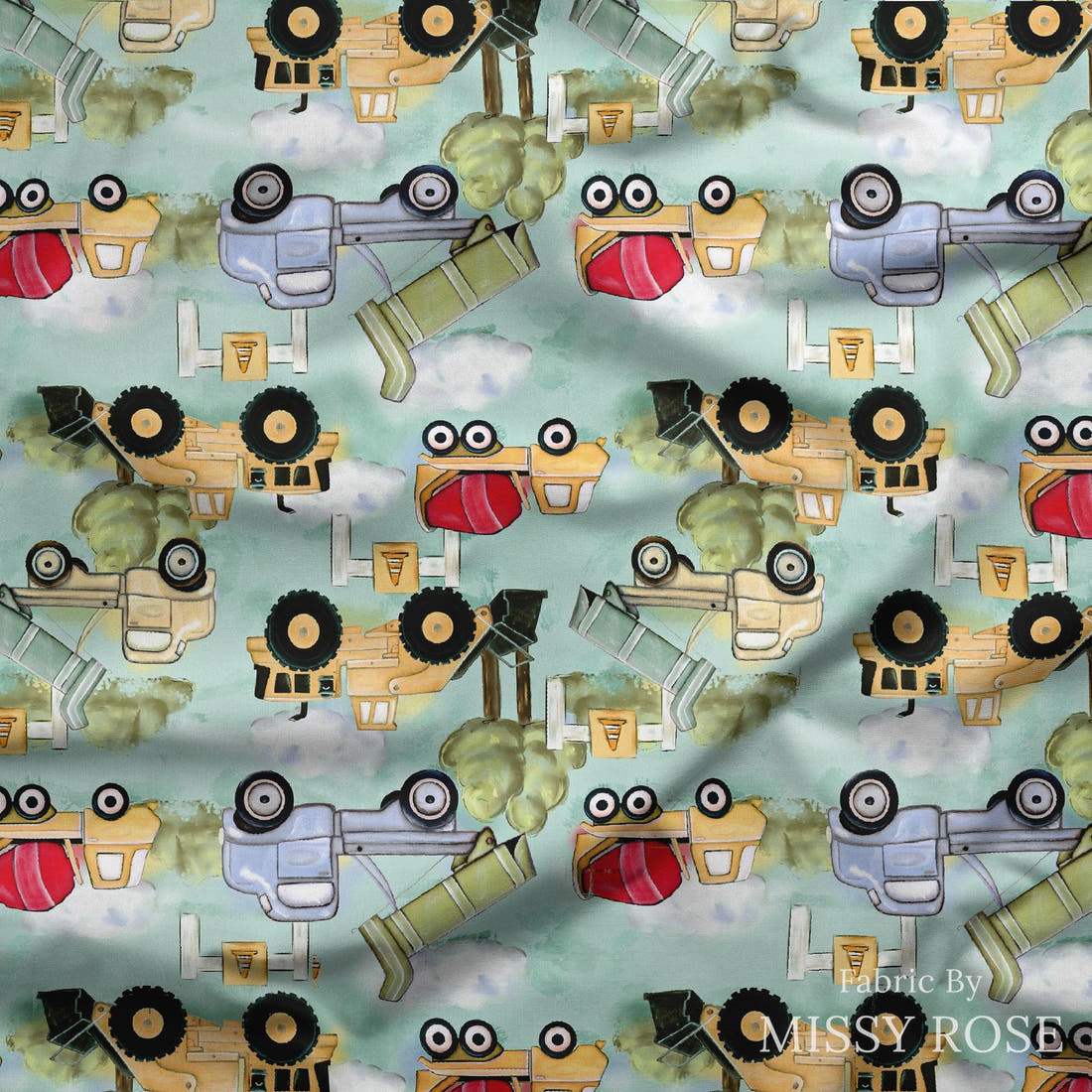 Design 488 Worksite Fabric draped fabric mockup – custom printed fabric by the metre | Fabric by Missy Rose